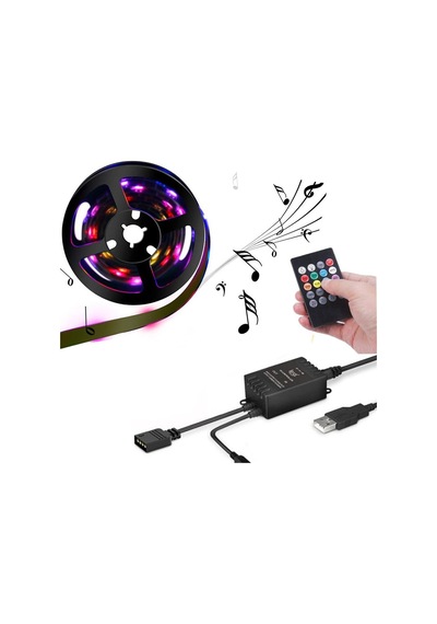 UpWay 5V USB 100cm RGB Şerit LED 3 Çipli SMD5050-30LED Ses Sensör