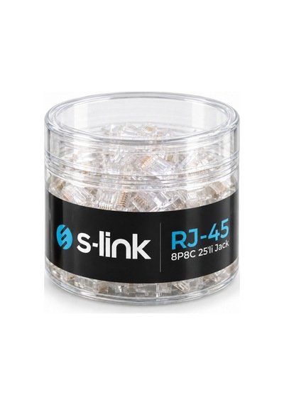 S-link Slx-990 Cat5 Rj45 Konnektör 25'li Paket, 8p8c Ethernet Ağ Kablosu Ucu, Şeffaf Modüler Jack, Krimp Pense İle Takılabilir Network Fişi