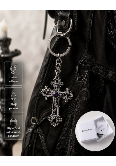 Gotik Kelebek Ve Haç Figürlü Anahtarlık Alternatif Stil Unisex Aksesuar 29498388
