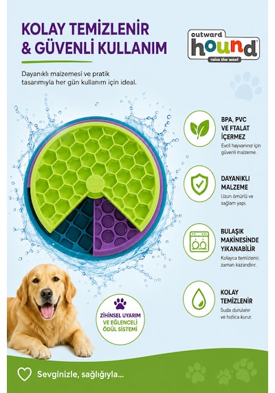Outward Hound Lickin' Layers 3 Katmanlı İnteraktif Köpek Zeka Oyuncağı Ve Yavaş Beslenme Mama Kabı