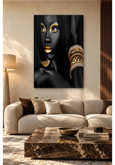Fida Altın Göz Farlı Ve Bilezikli Afrikalı Kadın Canvas Tablo Çok Renkli