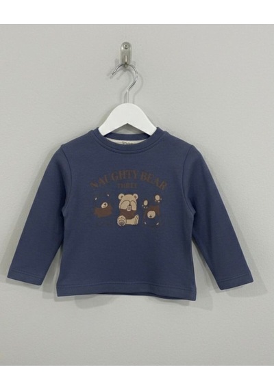 Babyhola Erkek Bebek Bayramlık Takım Ayıcık Desenli Müslin Kumaş Üçlü Set 2203 Füme