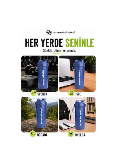 Smartshake Lite Serisi 1000 Ml Navy Mavi Protein Shaker