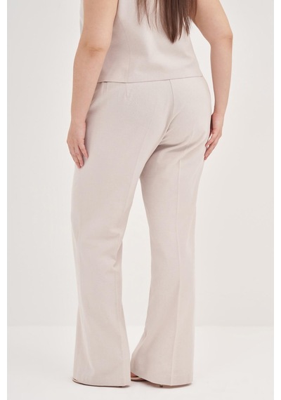 Myline Keten Düz Kesim Klasik Pantolon-1764-taş Taş