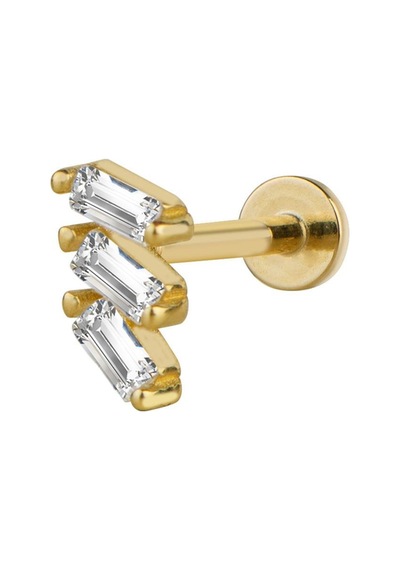 Goldkupe Sıra Baget Taşlı Altın Piercing-6460