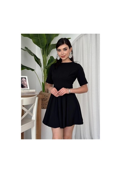 Butik İstanbul Crem Pliseli Elbise Siyah