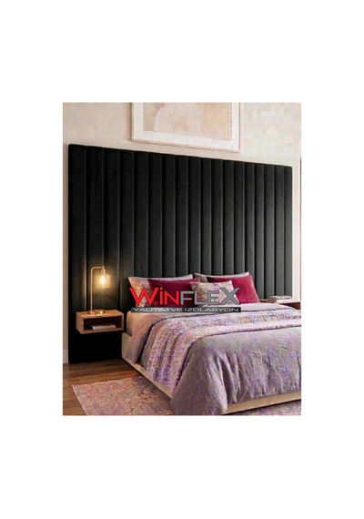Akustik Kumaş Kaplı Dikey Panel 15x210cm - 12 Adet Siyah Renk