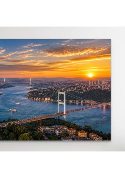 3 Boğaz Manzaralı İstanbul Kanvas Tablo 40x80 Cm Çok Renkli
