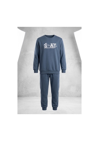 Deniva Kids Erkek Çocuk Mavi "stay" Baskılı Eşofman Takımı Alt-üst Set