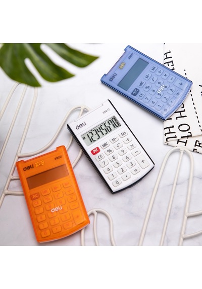 Deli 39217 Mini Hesap Makinası Kapaklı Turuncu Çok Renkli