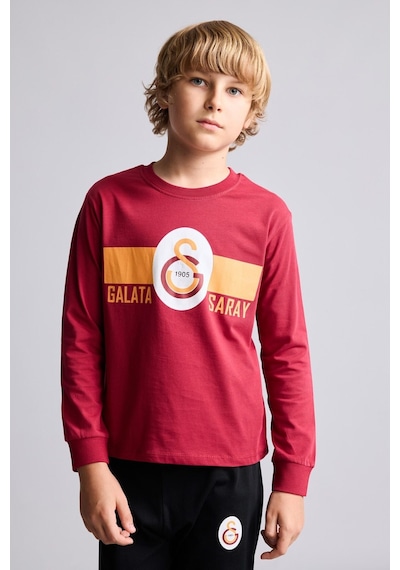 Defacto %100 Pamuk Galatasaray Baskılı Bisiklet Yaka Uzun Kollu 2li Pijama Takımı Erkek Çocuk I2030a826aurd119 Kırmızı-rd119