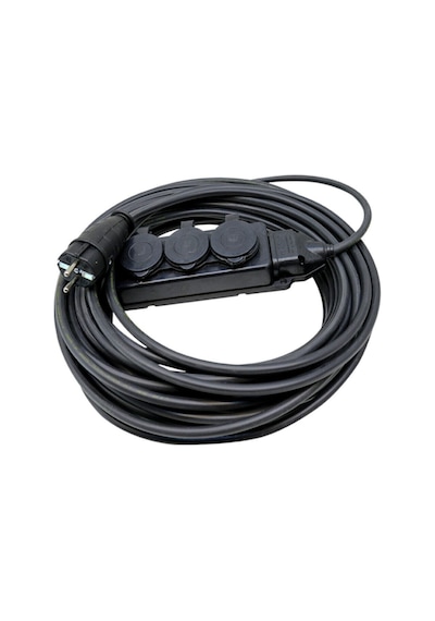 Kauçuk Başlıklı 10 Metre Siyah Uzatma Kablosu 3x1,5 Mm 1