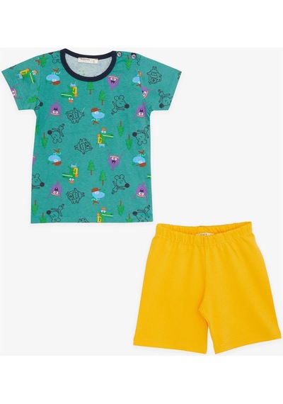 Breeze Erkek Bebek Pijama Takımı Neşeli Hayvanlar Alemi Dostluk Temalı 9 Ay-3 Yaş, Yeşil-yeşil Yeşil