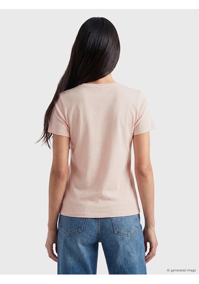 Lcw Everyday Pembe Bisiklet Yaka Dar Fit Kadın Tişört
