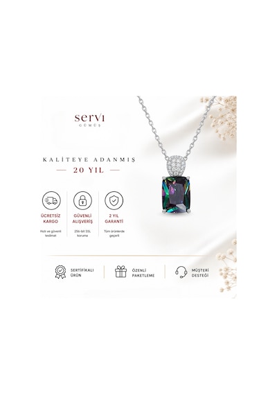 Servi 925 Ayar Gümüş Mystic Elegance Baget Taşlı Kolye-508
