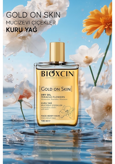 Gold On Skin Kuru Yağ 100 ml Sprey Doğal, Cilt & Saç İçin Besleyici, Nemlendirici Yağ, Monoi Kokulu