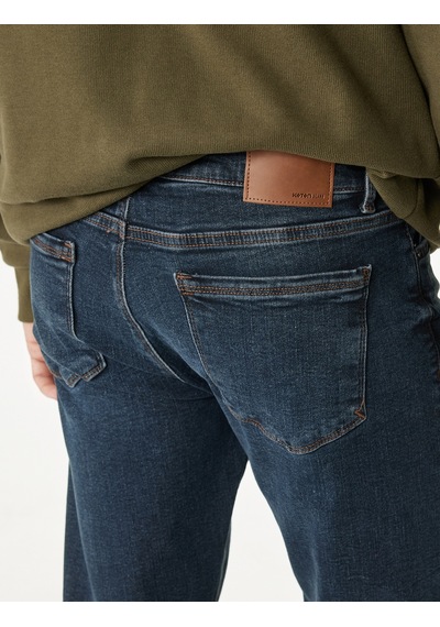 Koton Normal Bel Cepli Straight Fit Jean Pantolon - Mark Jean Koyu İndigo 6sam40147nd