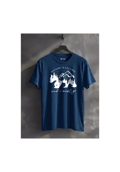 North Whiskers Nature Is Calling Ayı Silüetli Unisex %100 Pamuklu Lacivert Outdoor Tişört Lacivert - 875140162 Lacivert - 875140162 Lacivert