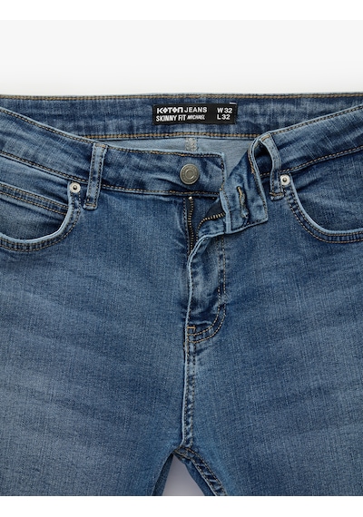 Koton Normal Bel Dar Paça Pamuklu Skinny Fit Jean Pantolon - Michael Jean Açık İndigo 6sam40257nd Açık İndigo