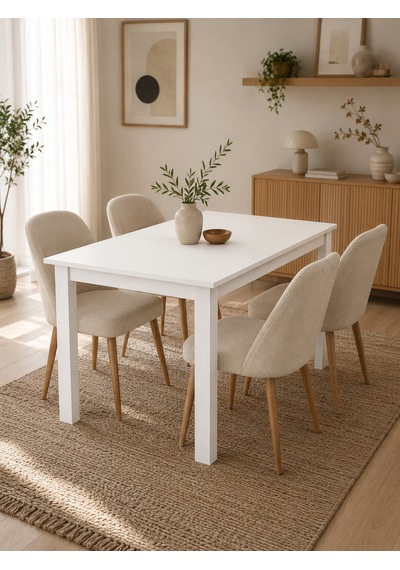 Yemek Masası Mutfak Masası 4 Kişilik Masa Çalışma Balkon Masası Namur Beyaz - Beyaz Yemek Masası Mutfak Masası 4 Kişilik Masa Çalışma Balkon Masası Namur Beyaz - Beyaz