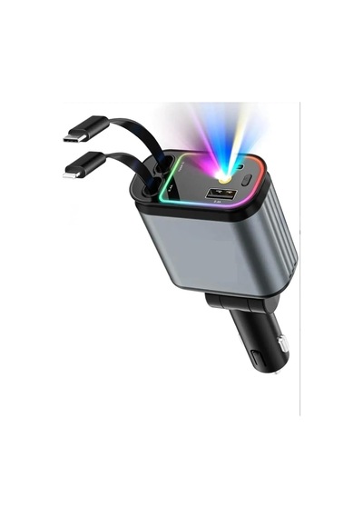 4in1 Araç Şarj Cihazı Type-c + Usb Hızlı Şarj Led Ekranlı Akıllı 48w Çift Girişli Şarj Adaptörü