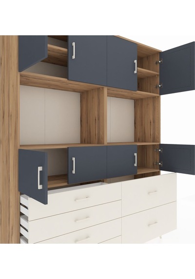 Hyperion Gardrop 8 Raflı 6 Çekmeceli 8 Kapaklı 176x44x221 Çam-antrasit/aytaşı Antrasit/aytaşı Hyperion Gardrop 8 Raflı 6 Çekmeceli 8 Kapaklı 176x44x221 Çam-antrasit/aytaşı Antrasit/aytaşı