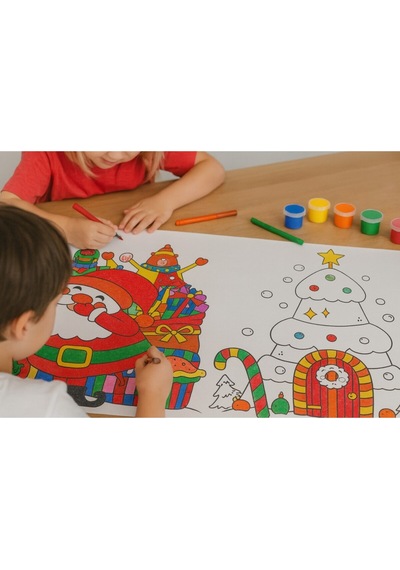 Çocuklar Için Yılbaşı Temalı Boyama Rulosu 30 Cm X 5 M Eğlenceli Aktivite Kağıdı
