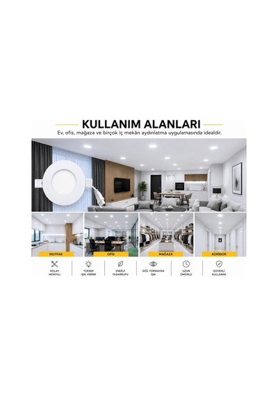 Cata Ct-5144b 3w Slim Led Panel 6400k Beyaz Işık Sıva Altı Spot Lamba