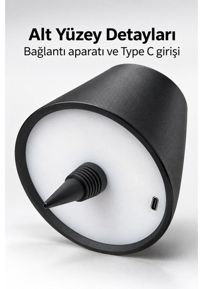 Modern Masa Lambası Şişe Üstü Siyah Abajur Başlığı Standart