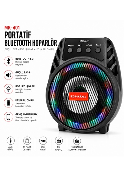Mikrofon Girişi İle Karaoke Keyfi Usb, Tf Kart Ve Aux Desteği Bluetooth Hoparlör
