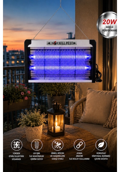 Glr Kf-6020 Sinek Öldürücü Lamba Uv Işıklı 20w Elektrikli Sivrisinek Tuzağı Işıklı Cihaz