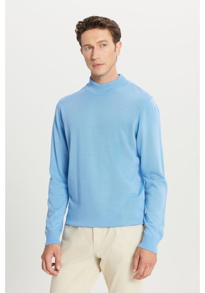 AC&Co / Altınyıldız Classics Erkek Acık Mavı Standart Fit Normal Kesim Yarım Balıkçı Yaka Triko Açık Mavi