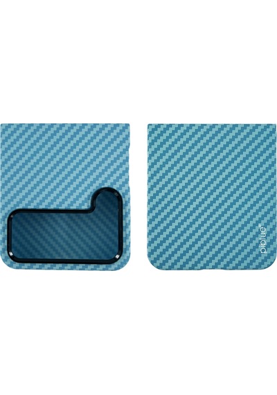 Nettech Samsung Galaxy Uyumlu Z Flip 4 Karbon Seri Arka Koruma Kılıf Mavi