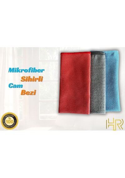 Hrpak Mikrofiber Cam Araba Mutfak Temizlik Bezi 3'lü 40 x 40 CM