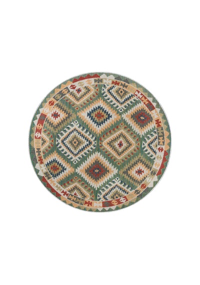 Rovigo Home Dijital Baskı Yıkanabilir Kaymaz Taban Yuvarlak Halı RVG7162 Çok Renkli
