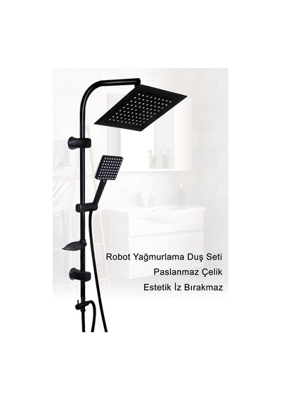 Siyah Yağmurlama Robot Banyo Seti Mutfak Banyo Lavabo Bataryası Seti Siyah