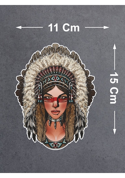 Kızılderili Kız Sticker - Araba Oto Motosiklet Karavan Sticker - 00031 15x11 Cm