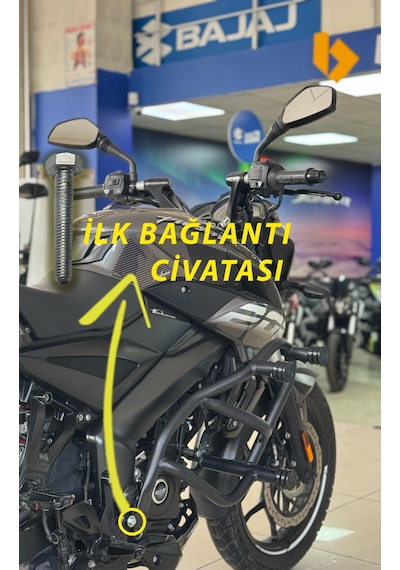 Bajaj Pulsar Ns 200 Özel Üretim Ön Koruma Demiri 3 Takozlu Beyaz