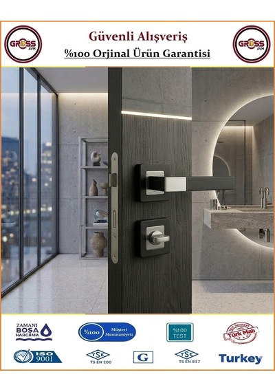 Sofuoğlu Asude Rozetli Kapı Kolu - Mat Siyah Saten - Wc Banyo