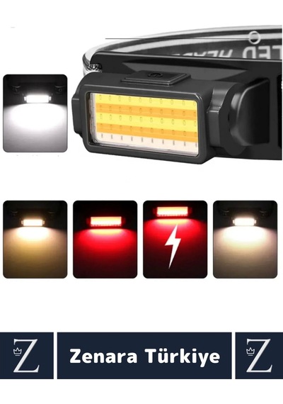 Premium Kamp Avcı Balıkçı Deprem 100- 150 Metre 50 Ledli 5 Mod Aydınlatmalı Şarjlı Kafa Lambası Çok Renkli