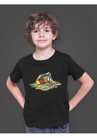 Bumeta Rubik Zeka Küpü Erimiş Kombinasyon Çocuk Tişört T-shirt Siyah