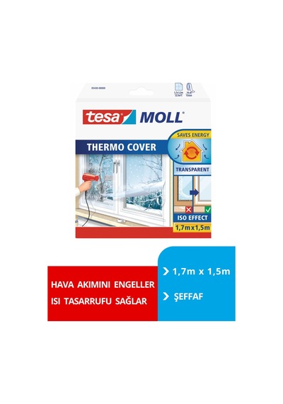 Tesamoll Pencere İzolasyon Yalıtım Filmi Termo Kılıf, Şeffaf, 1.7m X 1.5m Diğer