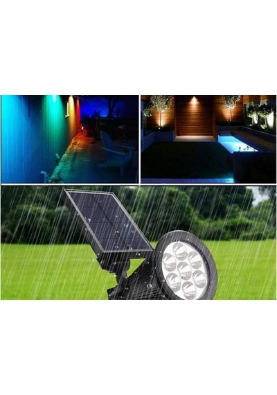 Çok Renkli 7 Led'li Solar Güneş Enerjili Kazıklı Bahçe Çim Duvar Armatürü 7w Aydınlatma-saplamalı-multicolour
