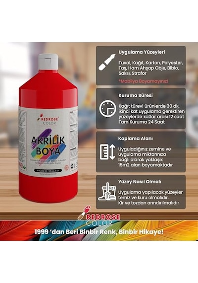 Kırmızı Akrilik Boya 1000 Gr 0,15 L