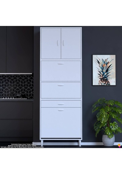 Modilayn Ece Çok Amaçlı Kiler Dolabı Kapaklı Çekmeceli Sepetli - Mutfak Ve Kahve Düzeni 70 Cm Beyaz Modilayn Ece Çok Amaçlı Kiler Dolabı Kapaklı Çekmeceli Sepetli - Mutfak Ve Kahve Düzeni 70 Cm Beyaz