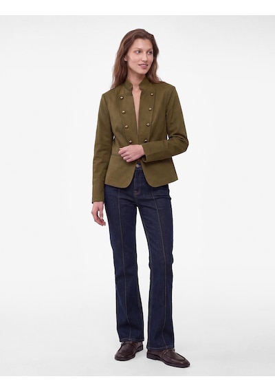 Koton Süs Düğmeli Gabardin Napolyon Ceket Slim Fit Pamuklu Uzun Kollu Haki 7wak20279ew