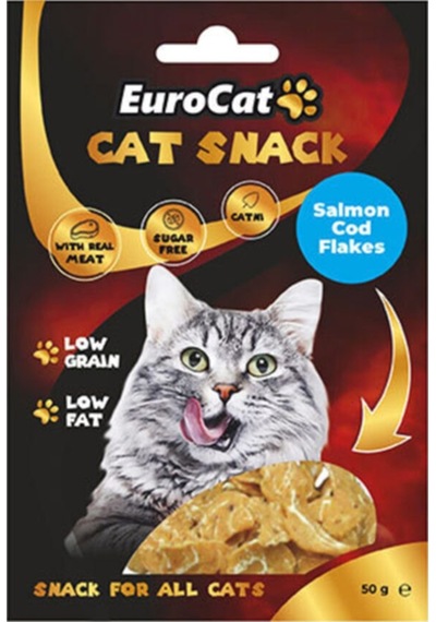 Eurocat Salmon Cod Flakes Kedi Ödül Maması 50 G