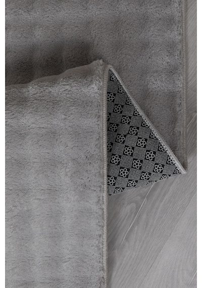 Bubble Oval Yumuşak Peluş Kaymaz Salon Oturma Odası Balkon Halısı Yolluk Gri