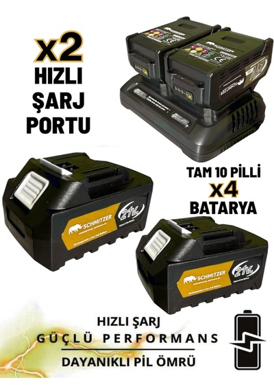 Schmıtzer 4lüset-t Pro 21v 40 Parça Şarjlı Akülü 3 Modlu Hilti Matkap Somun Sıkma Sökme Taşlama