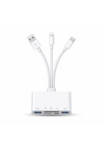 3in1 Type-c Usb Lightning Sd Micro Kart Okuyucu Otg Adaptör - Aynı Anda Tek Uç Aktif - Veri Aktarımı Cr94
